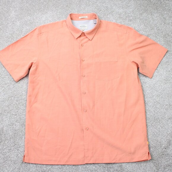 Quiksilver Waterman Shirt Mens Large Orange Comfort Fit Short Sleeve Modal/Poly - Picture 1 of 14